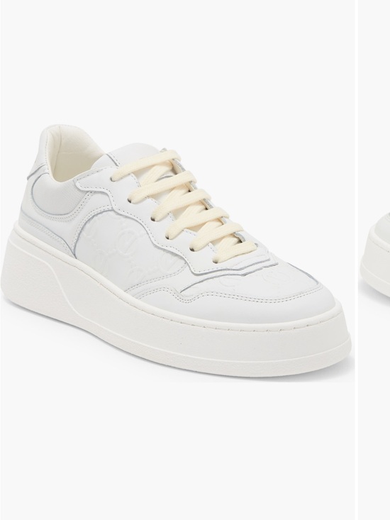 Valentino Shoes - Valentino White Leather Platform Sneakers with Cream Laces